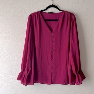 Alfani  cranberry rose blouse size Large